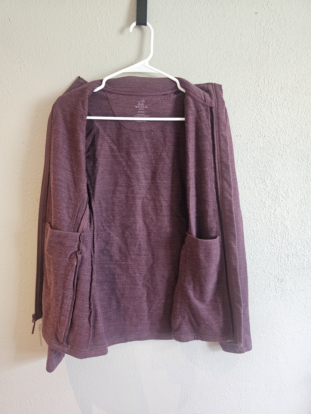 WoolX Finley Merino Wool Zip Up Jacket Womens Small Purple Athletic Lightweight - Picture 3 of 13